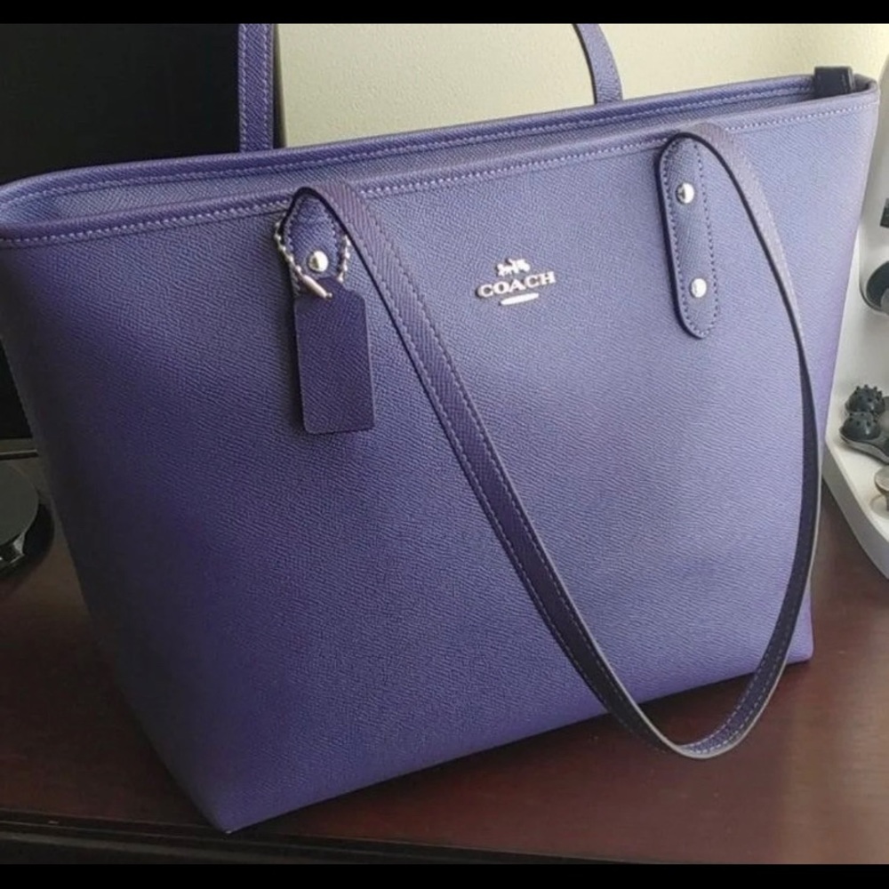 COACH CITY ZiP TOP TOTE PURPLE SHOULDER BAG